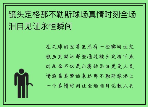 镜头定格那不勒斯球场真情时刻全场泪目见证永恒瞬间